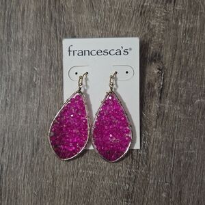 Francesca's Collections Vibrant Pink Teardrop Earrings
